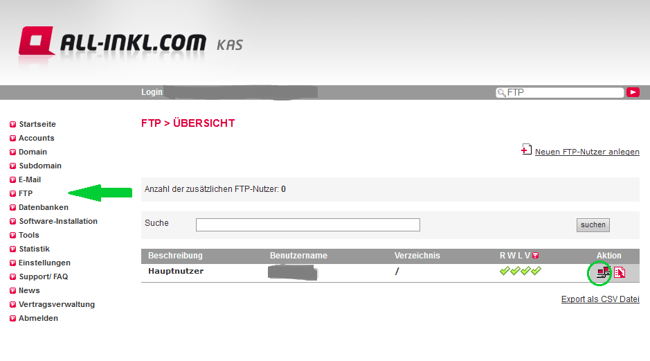 Zugrif auf FTP-Server bei allinkl um WordPress zu installieren