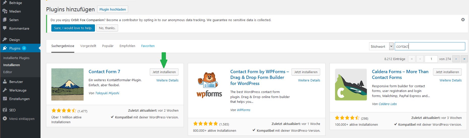 WordPress Plugins installieren