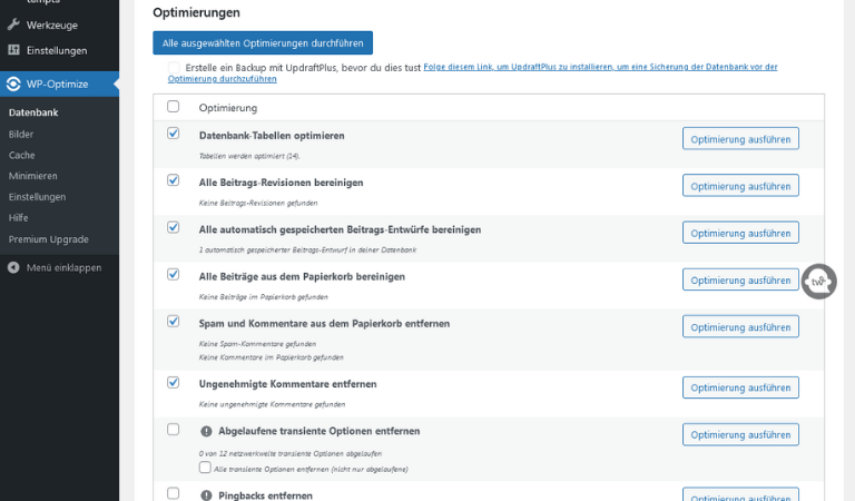 Website aufräumen - Datenbank bereinigen