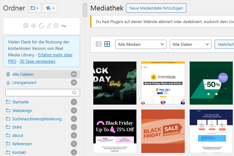 Bilder in der Mediathek sortieren
