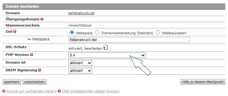 PHP-Version aktualisieren bei Allinkl