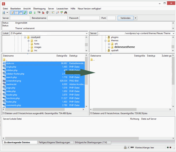 WordPress Theme installieren per FTP