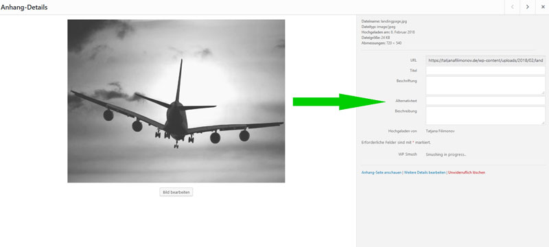 Bilder in WordPress einfügen - Alternativtext