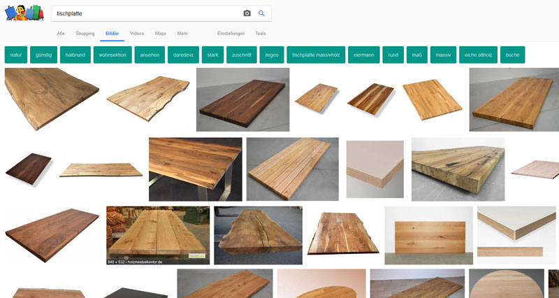 - Zusätzliche Filter bei der Google Bildersuche