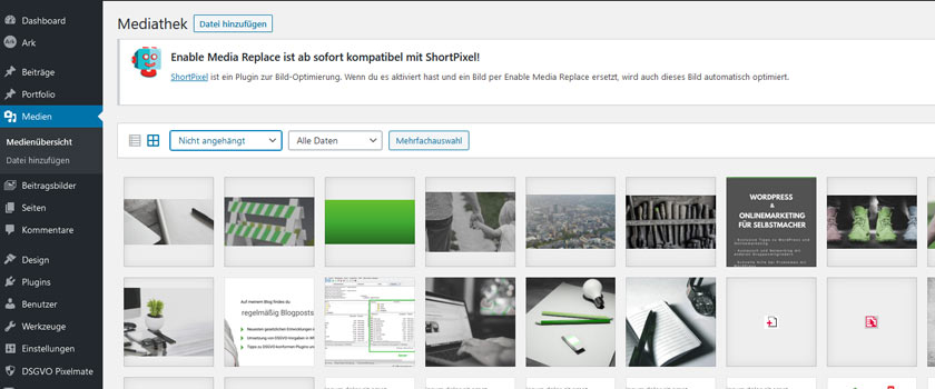 WordPress aufräumen - Mediathek