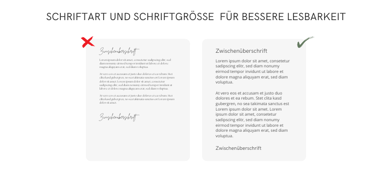 Schriftart und Schriftgröße im Vergleich