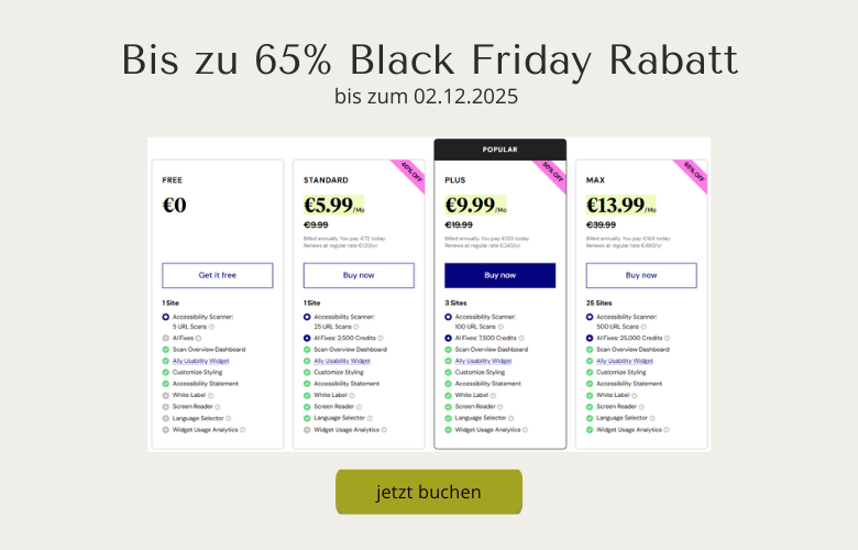 Bis zu 65% Black Friday Rabatt