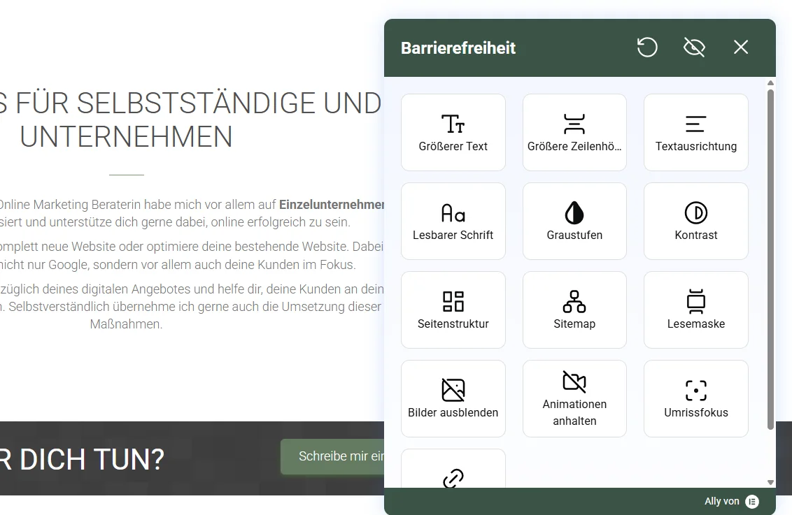 Funktionen des Ally Plugins